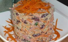 Слоеный салат с колбасой «Тигренок»